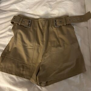 3.1 Phillip Lim High-Waist Belted Shorts in Tan